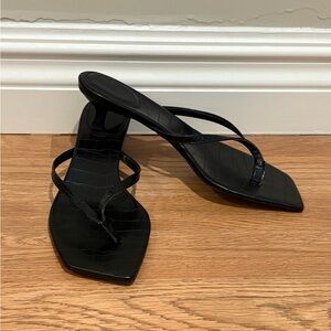 H&M Black Croc-Effect Heeled Sandals